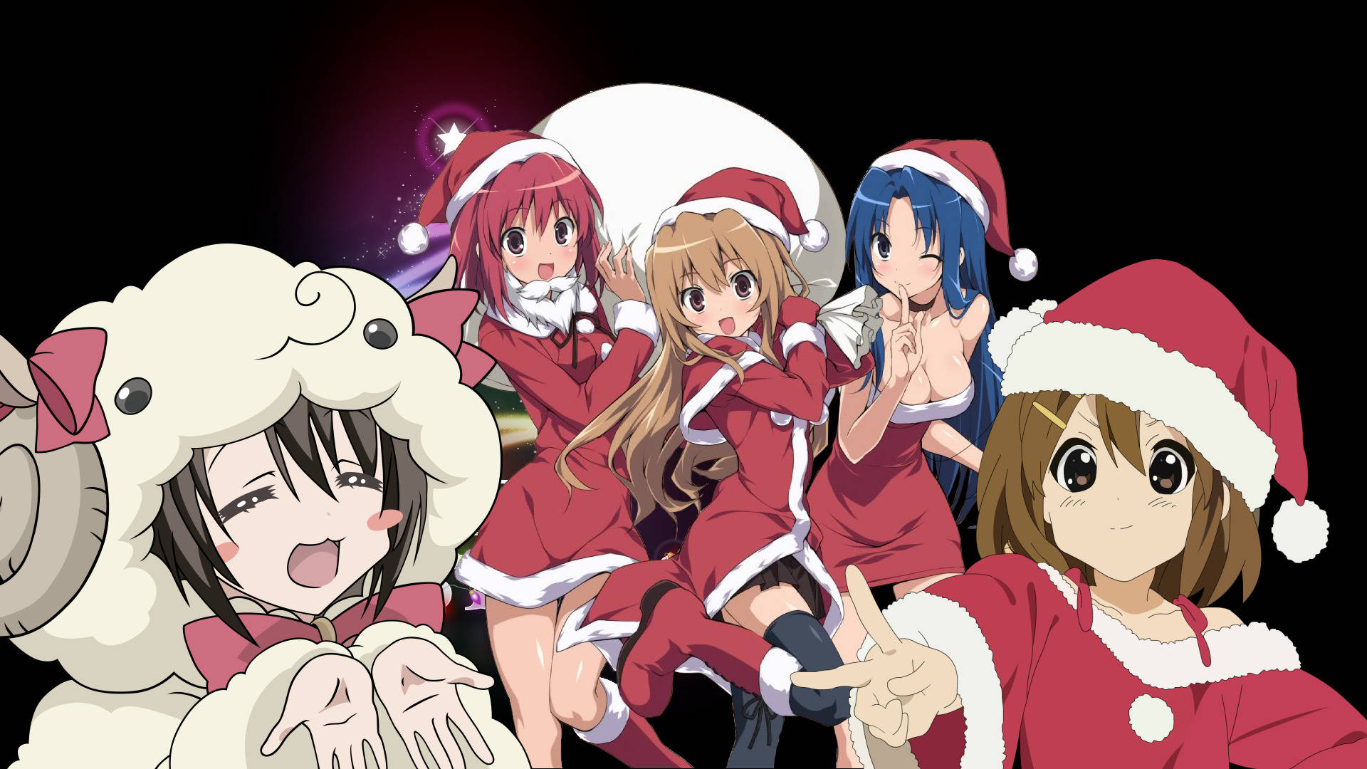 Animemädchen Weihnachts Toradora Charaktere Wallpaper