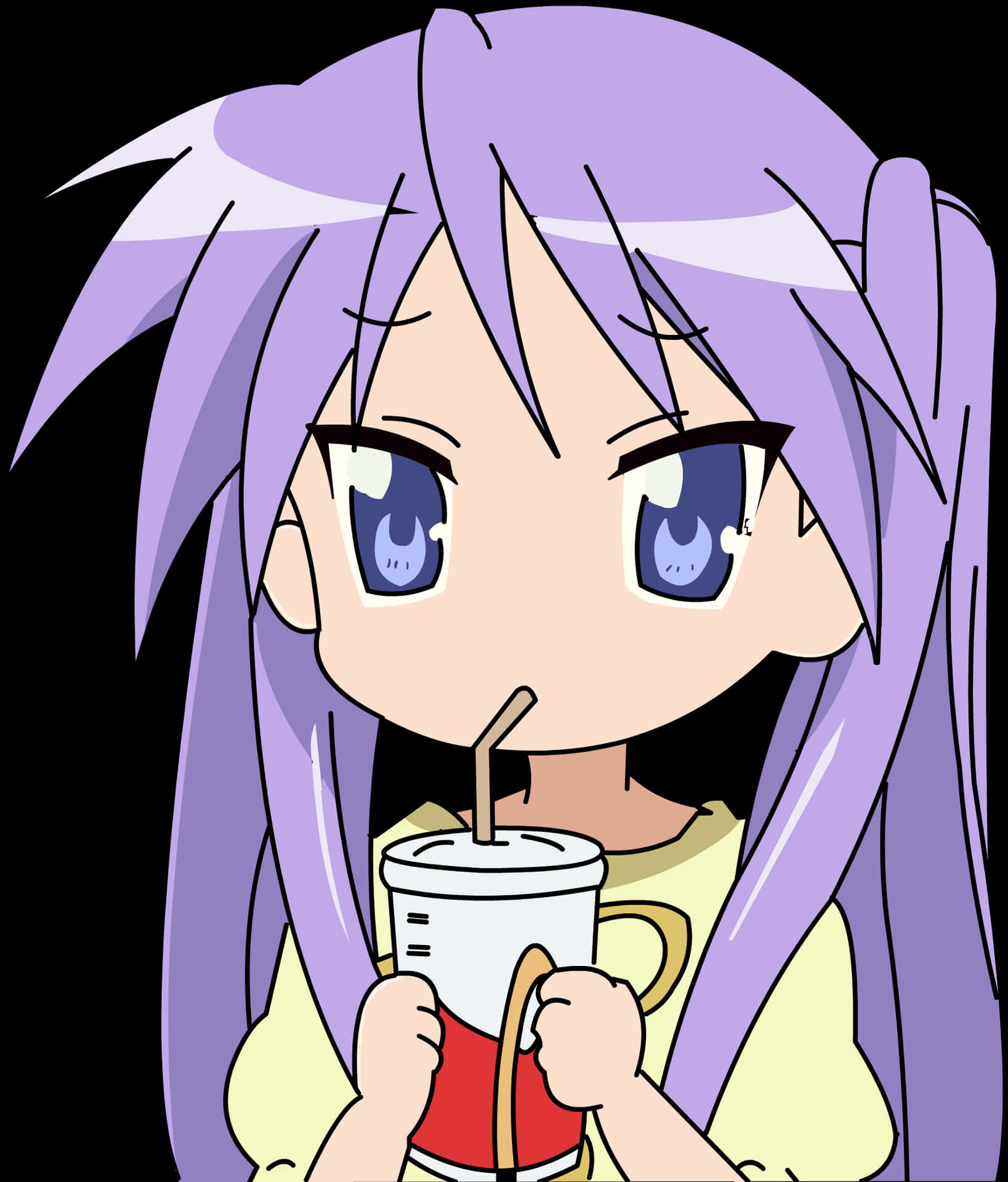Anime Girl Drinking From Cup PNG