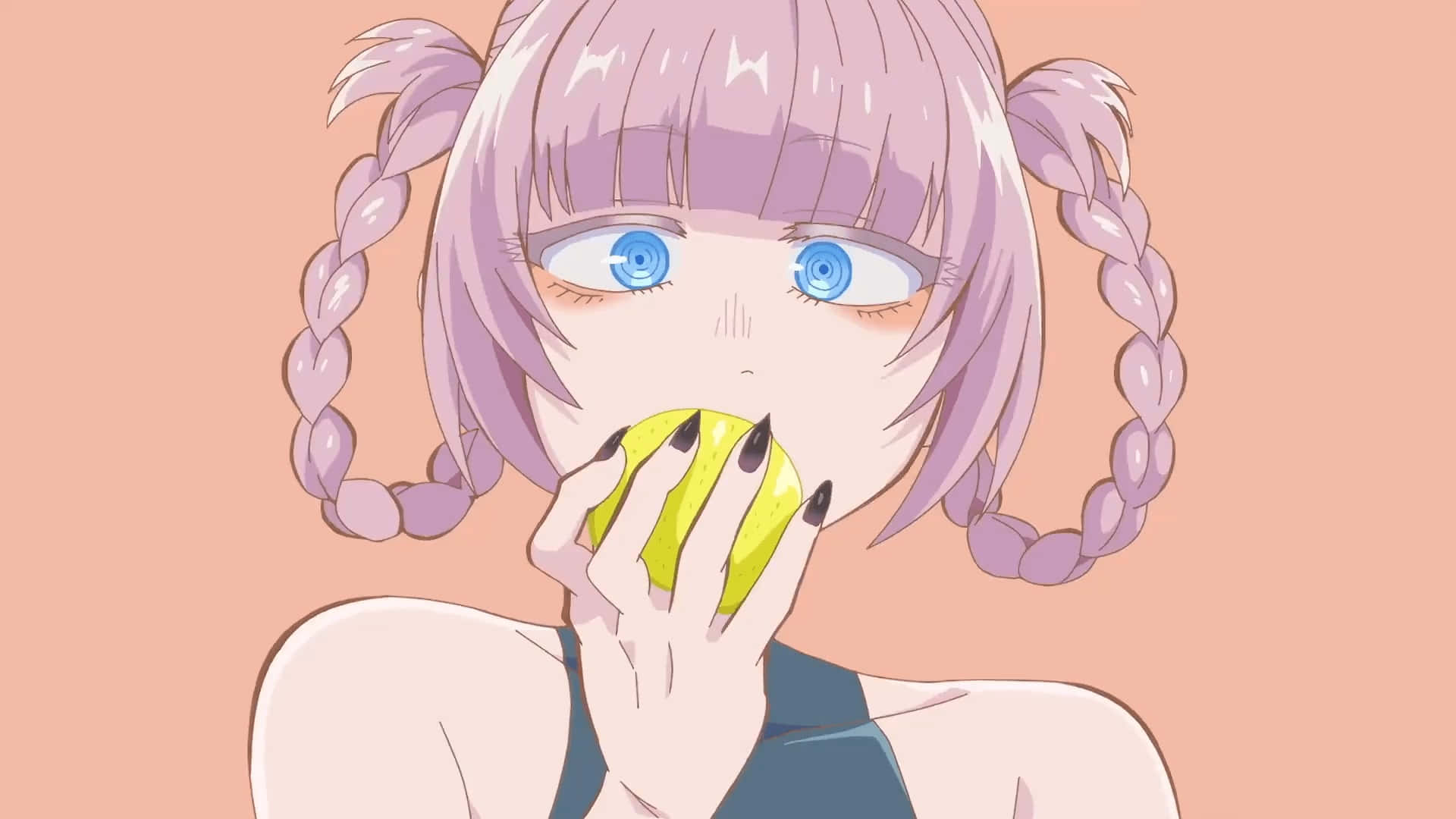 Anime Girl Eating Apple Wallpaper