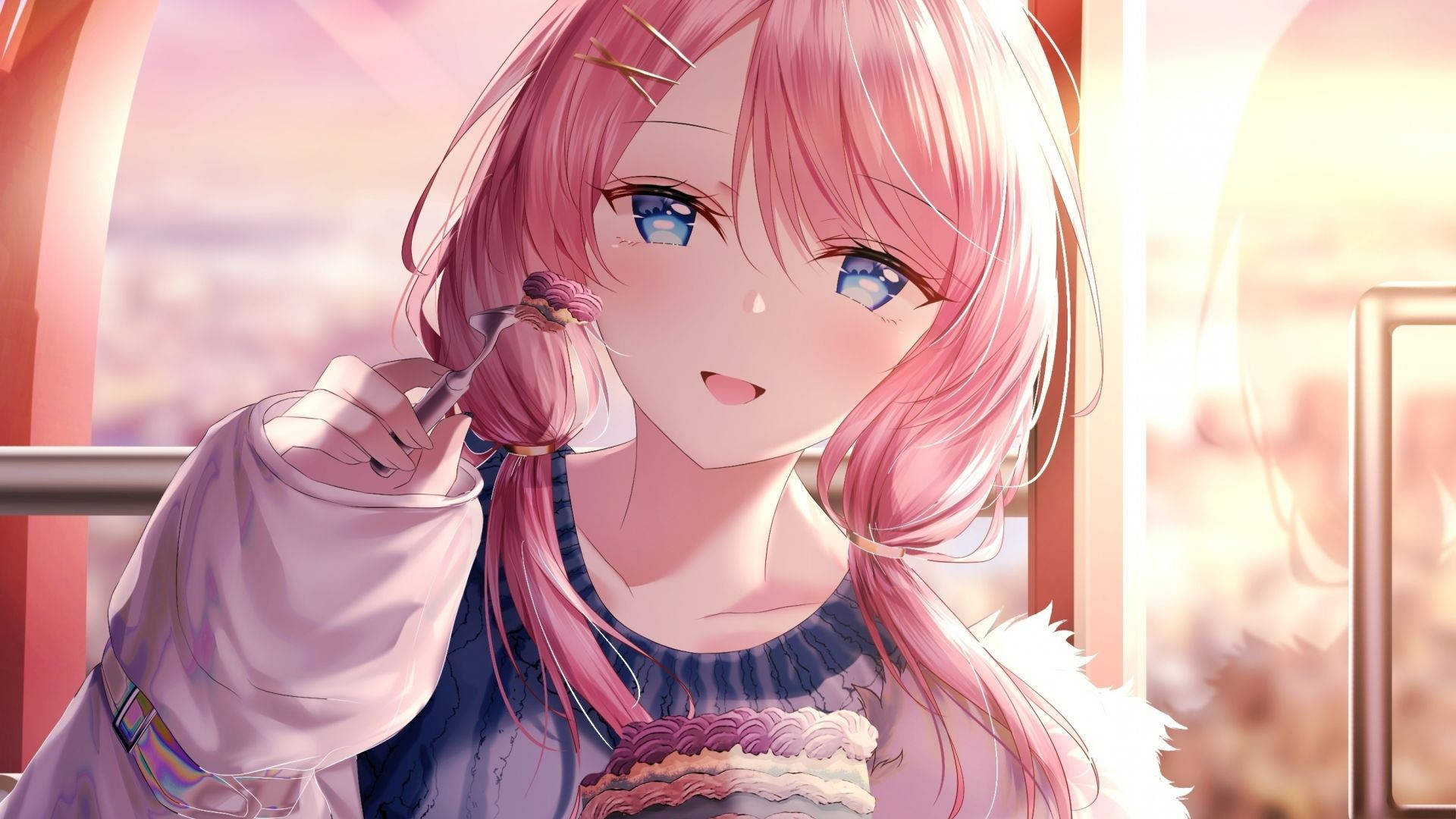 Anime Girl Eating Cake