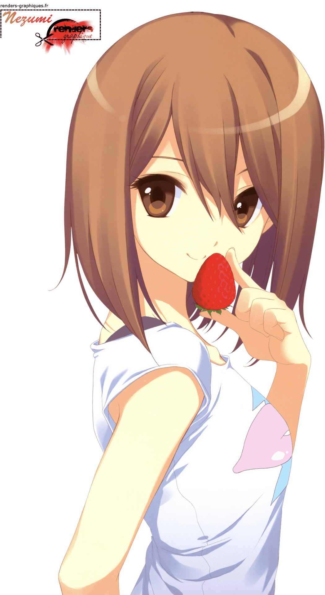 Anime Girl Eating Strawberry PNG
