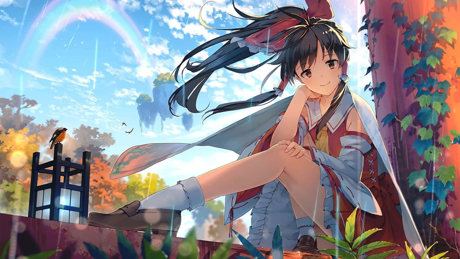 Anime Girl Enjoying Sunny Day Wallpaper