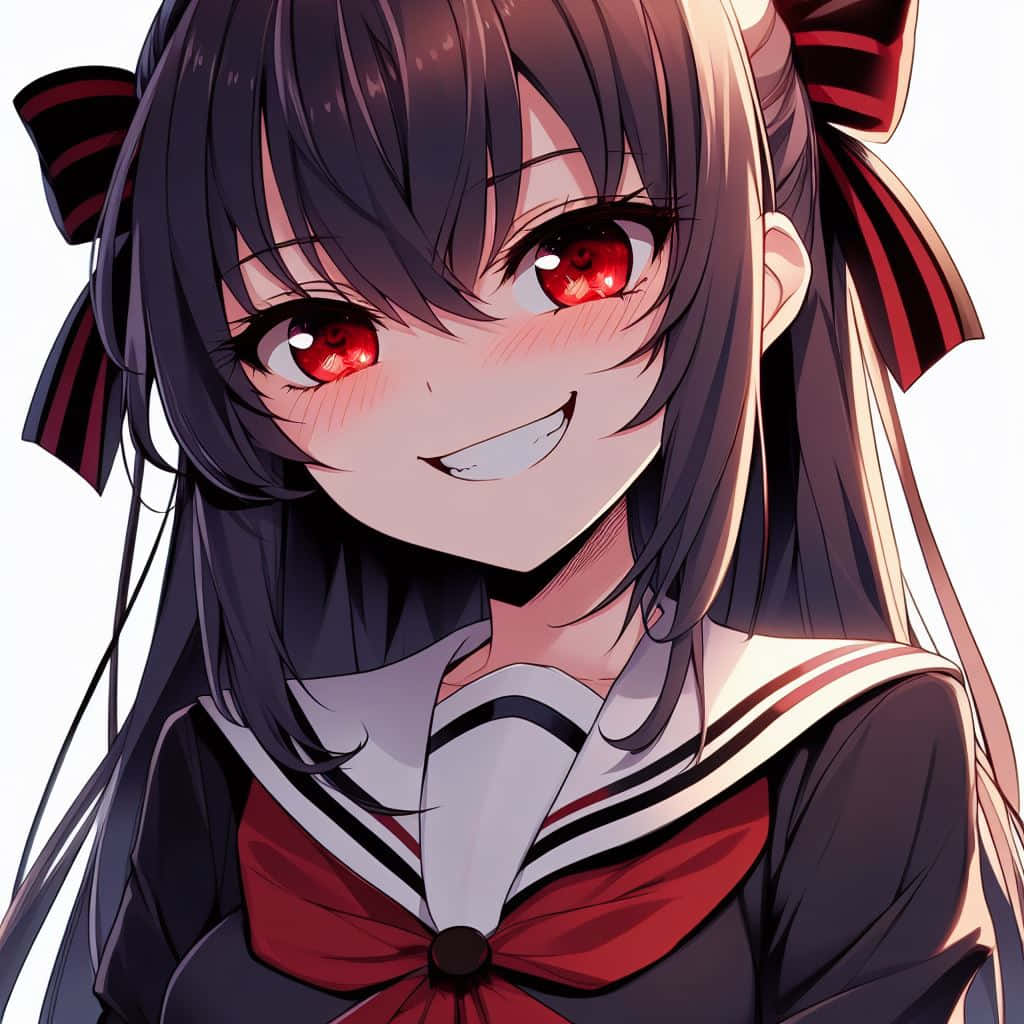 Anime Girl_ Evil Smile_ Red Eyes.jpg Wallpaper