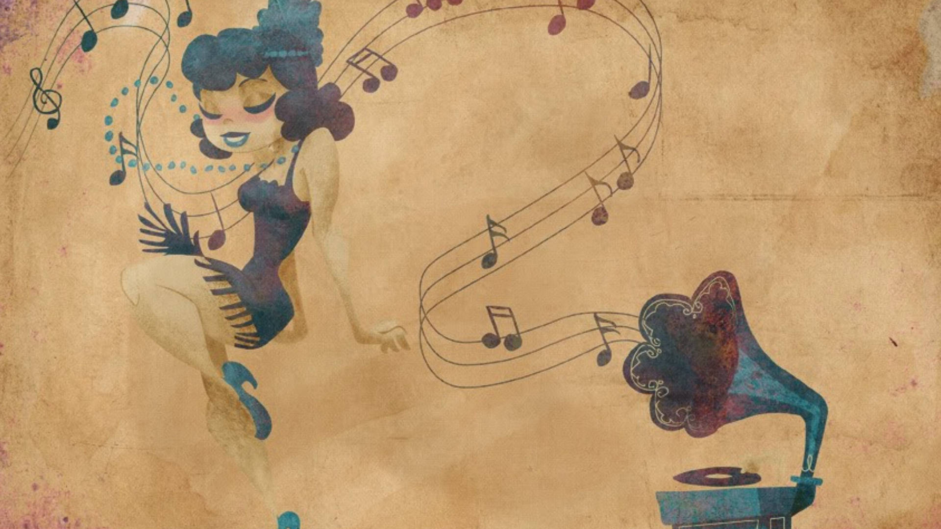 Anime Girl Gramophone Music Art Wallpaper