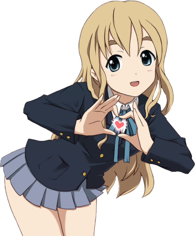 Anime Girl Heart Gesture PNG