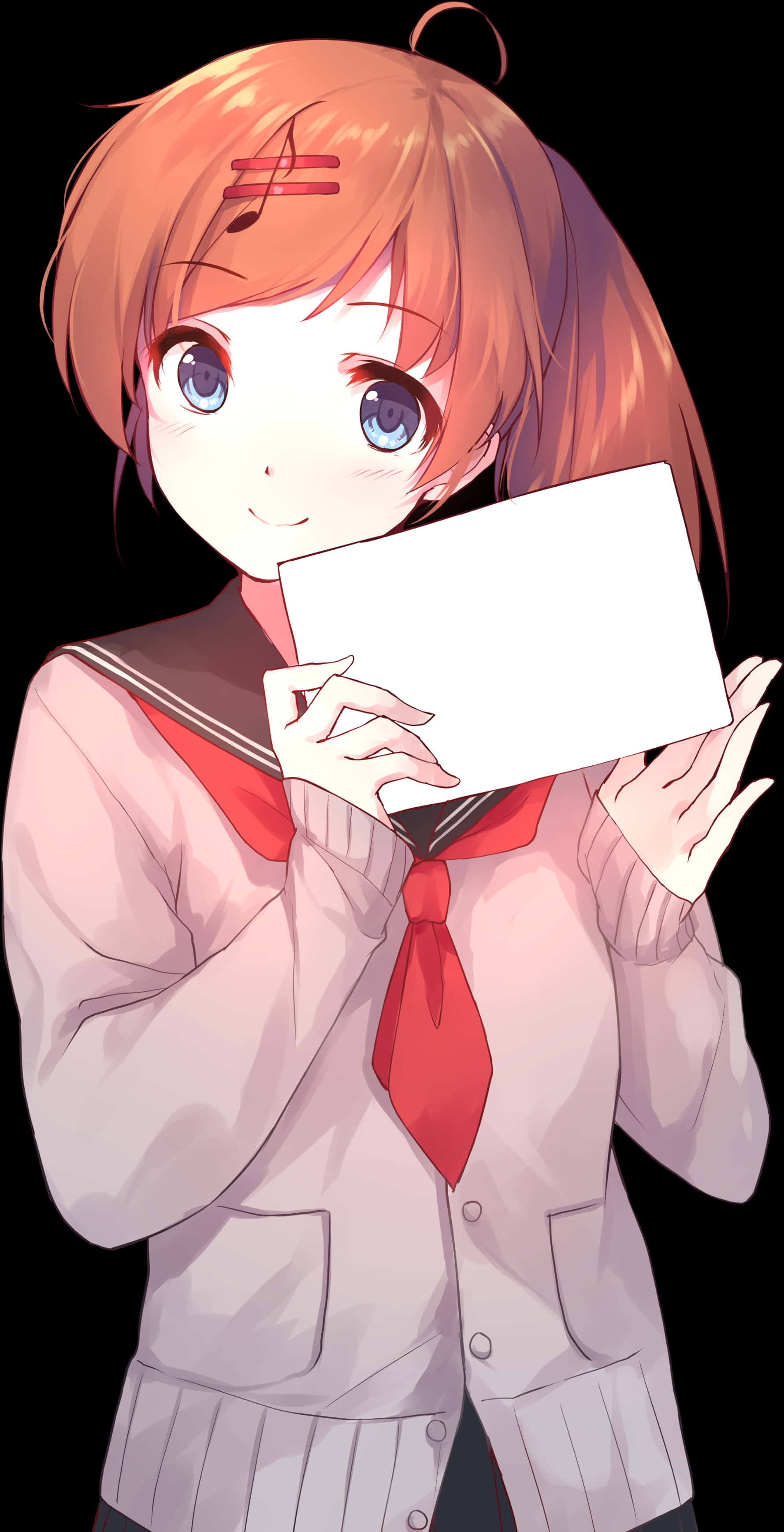 Anime Girl Holding Blank Sign PNG