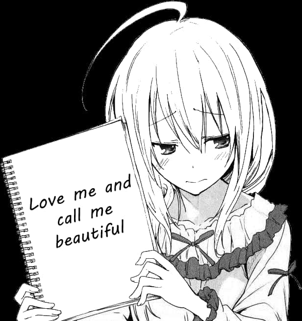 Anime Girl Holding Notebook Request PNG
