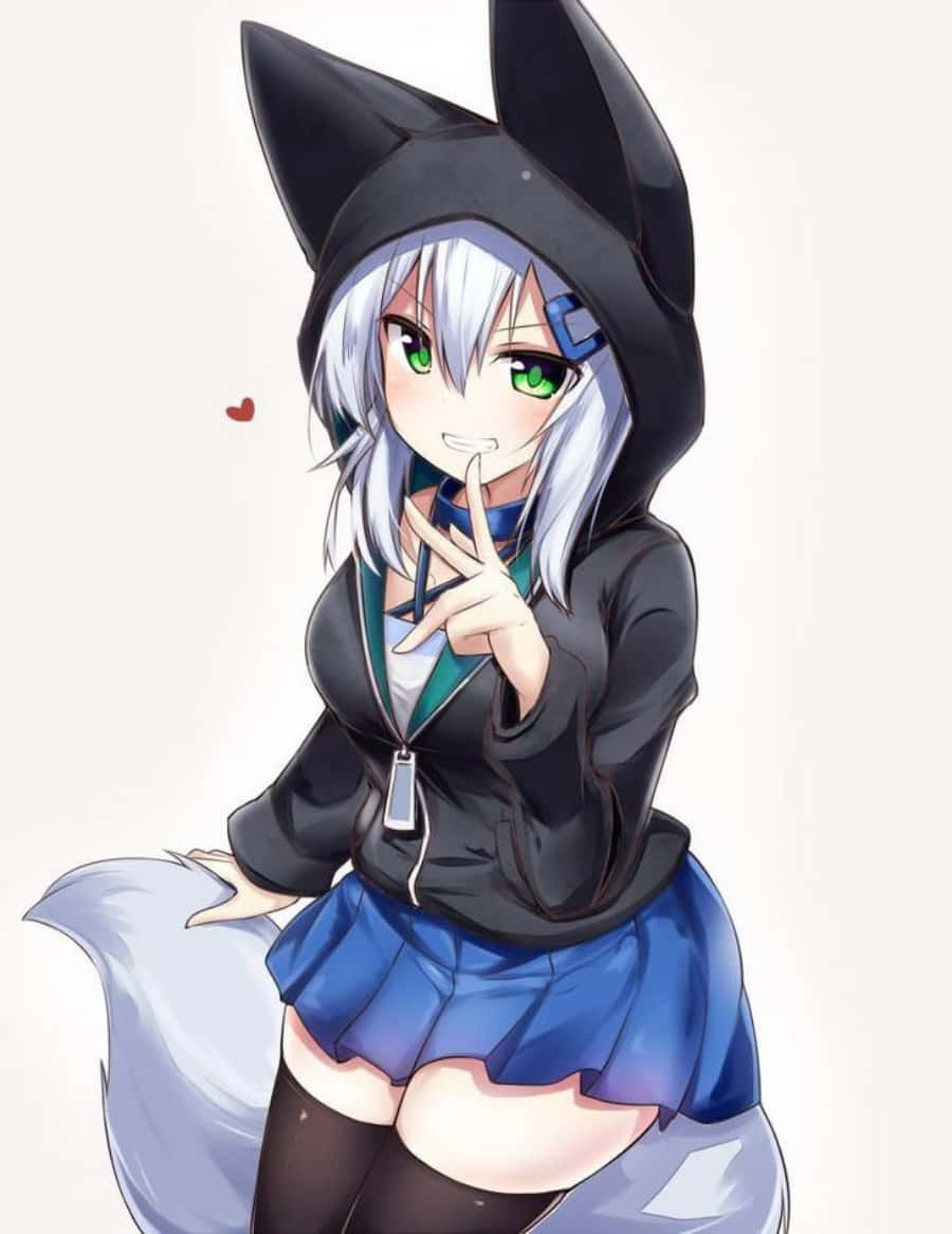 Anime girl wearing a cozy hoodie for extra warmth