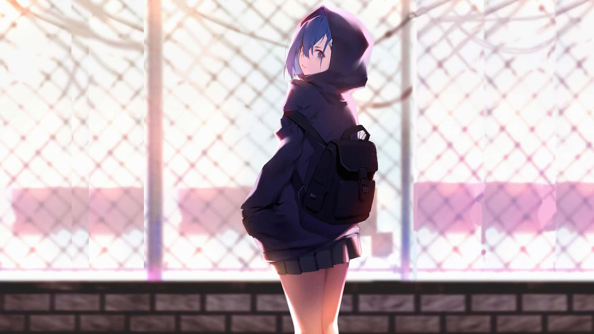 Nydet Cool Udseende Med Denne Stilfulde Anime Pige Hættetrøje.