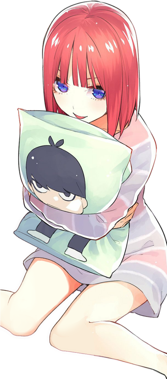 Anime Girl Hugging Character Pillow PNG