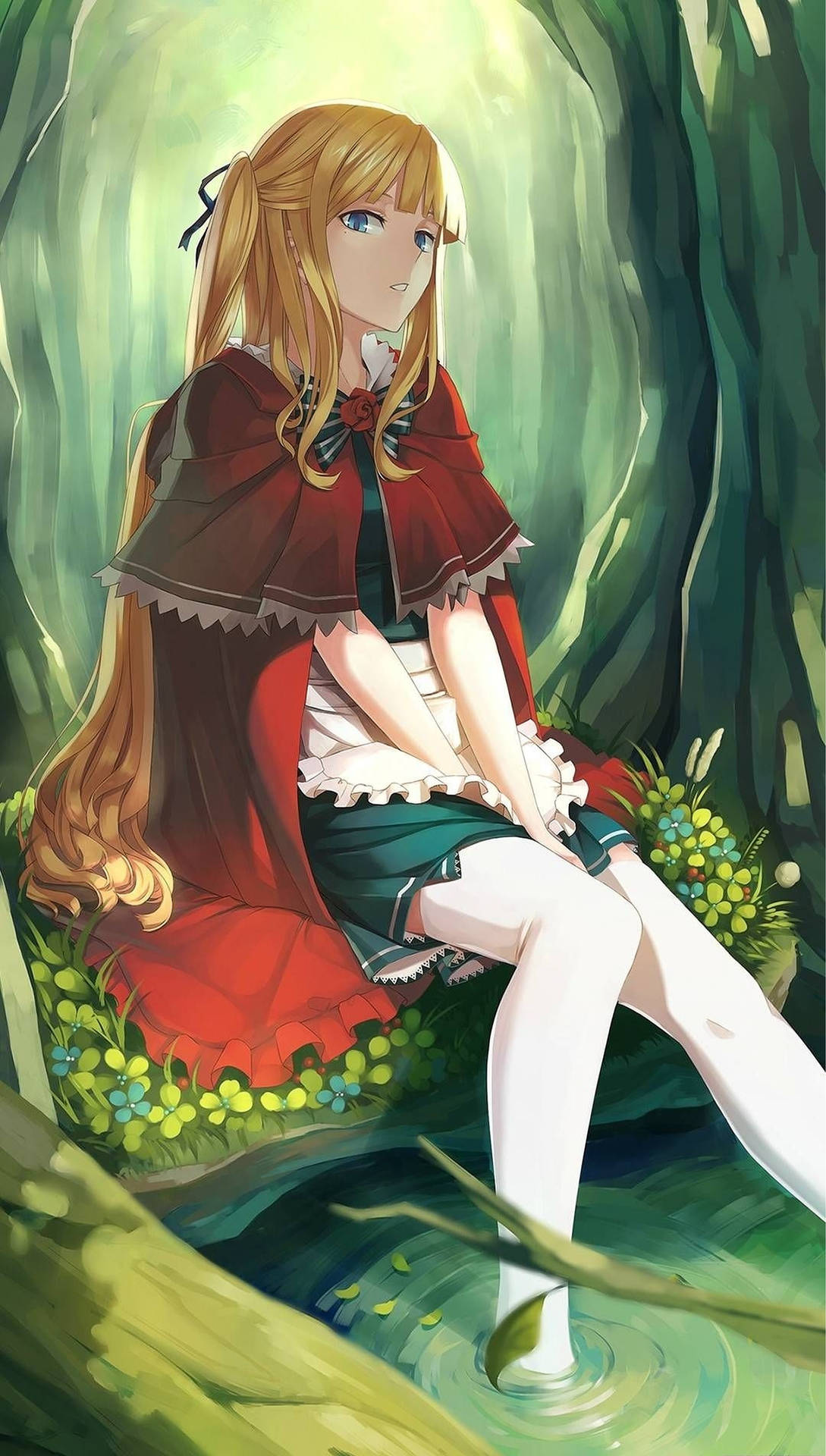 Anime Girl In Forest IPhone Wallpaper