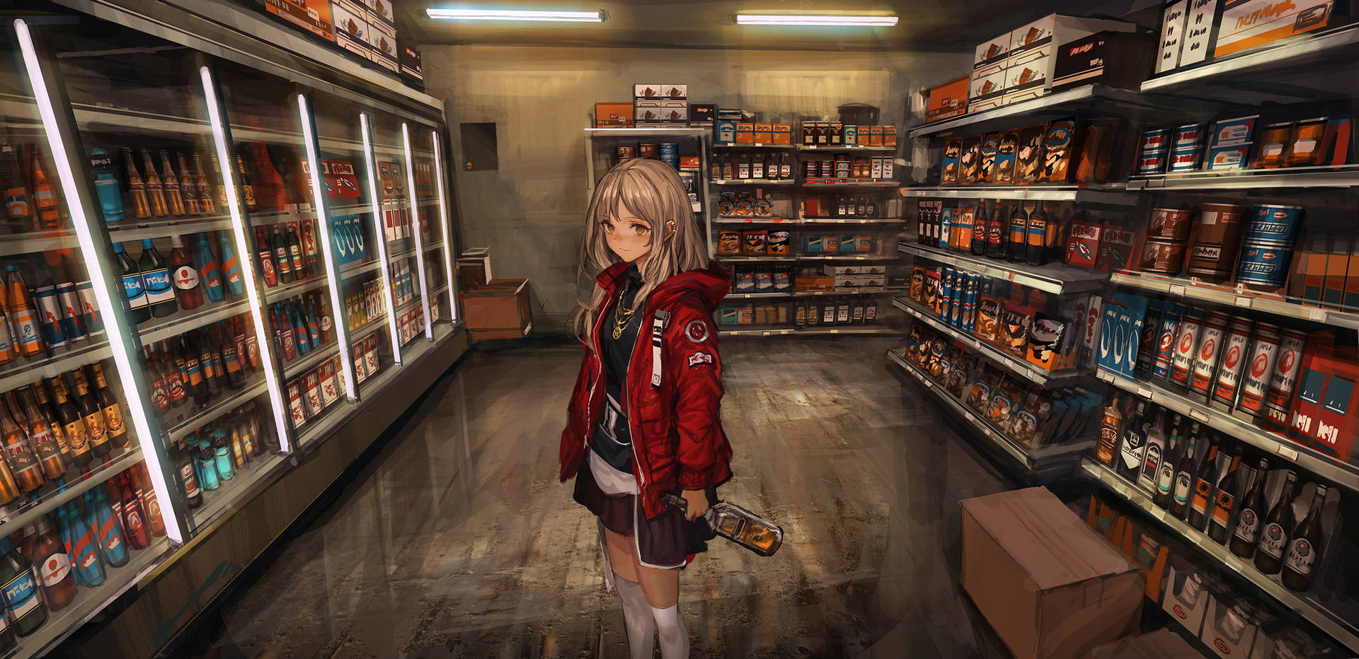 Anime Pige I Grocery Store Wallpaper