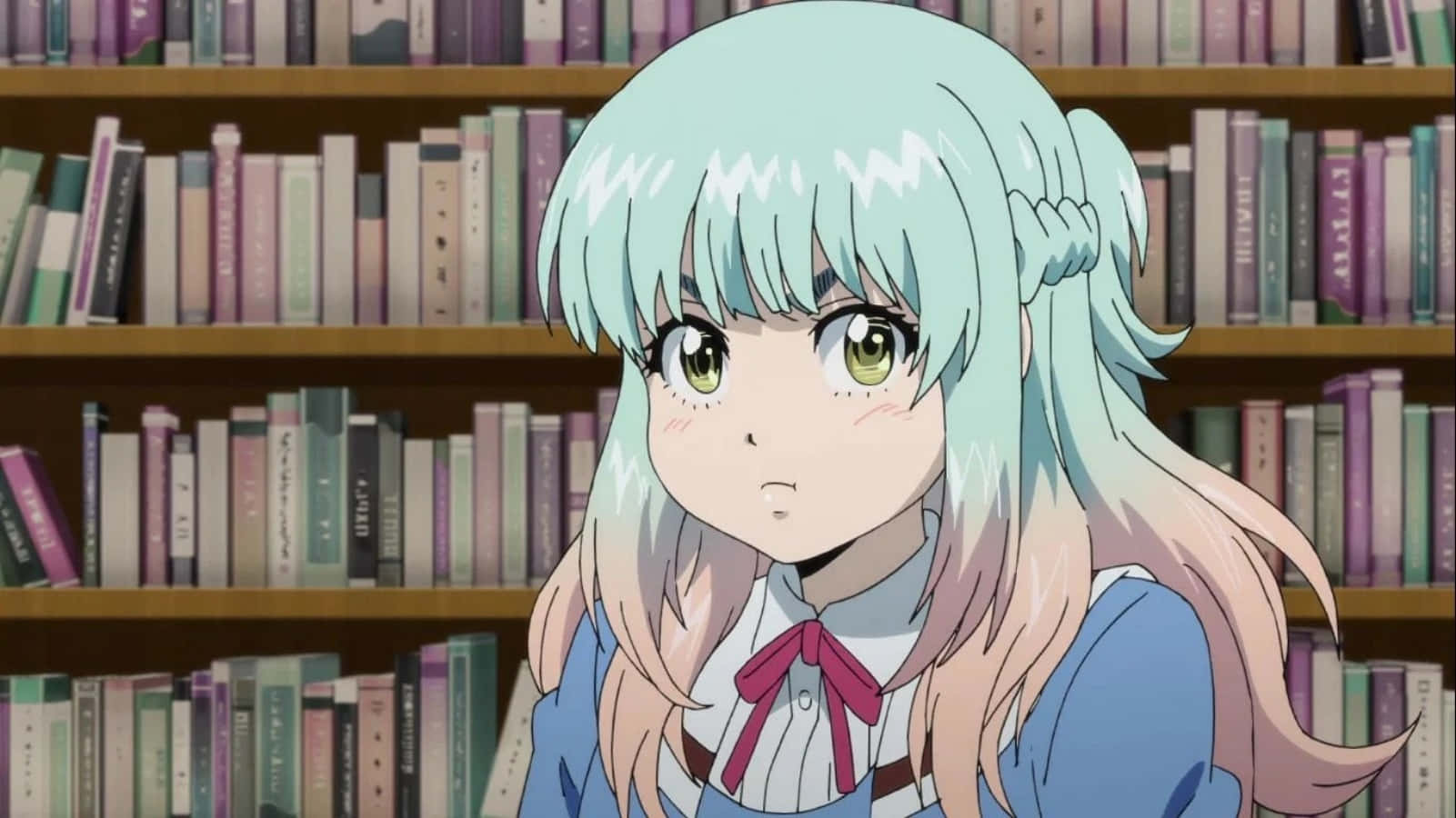 Anime Girl In Library Wallpaper