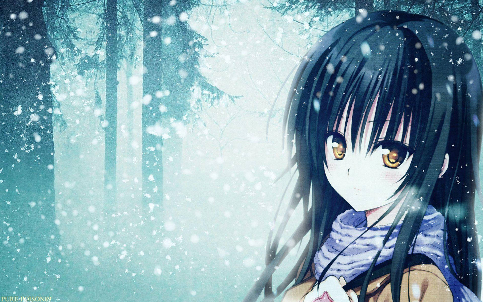 Anime Girl In Snow Nightcore Background