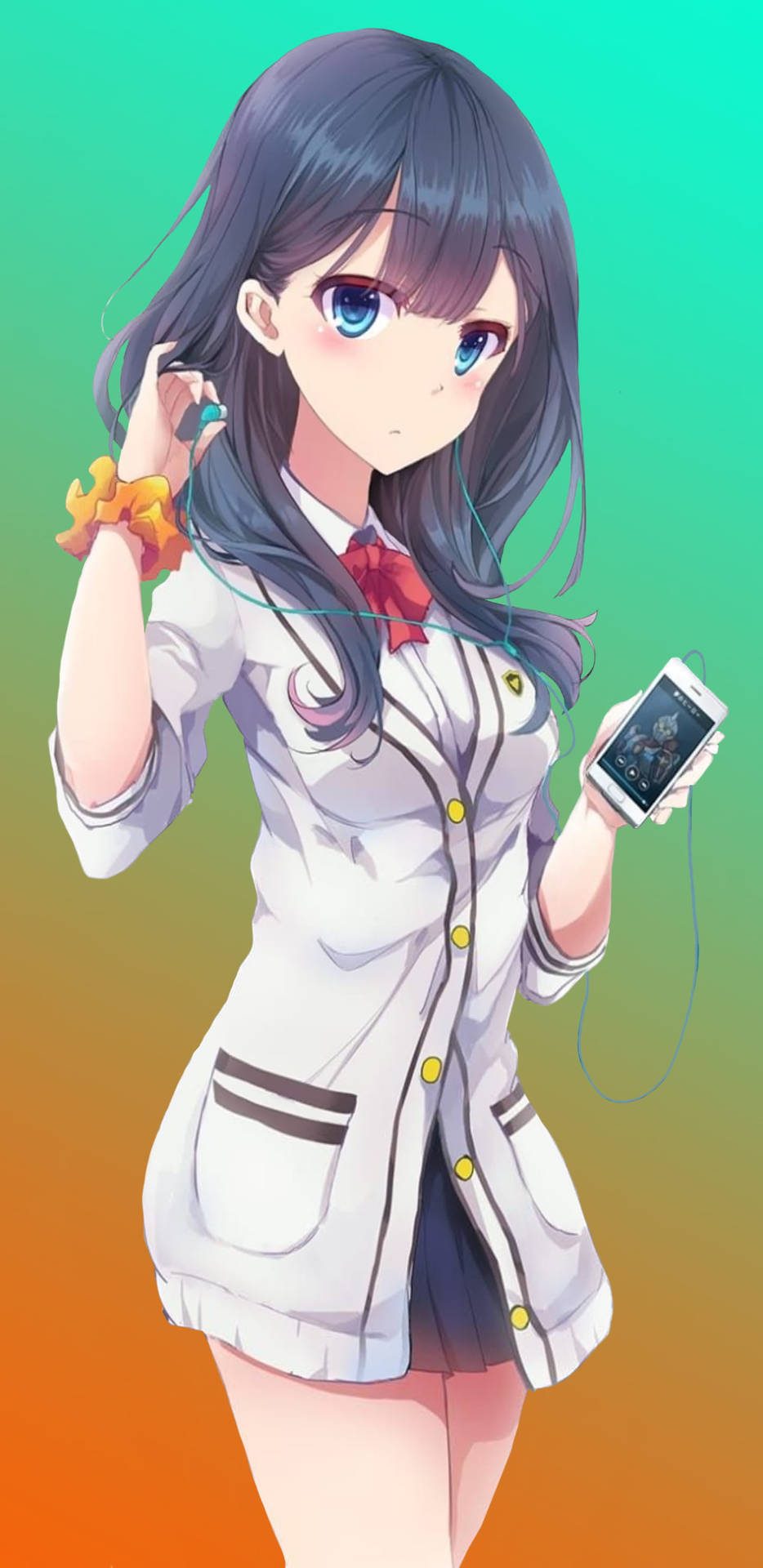 Download Anime Girl Listening To Music Phone Wallpaper 