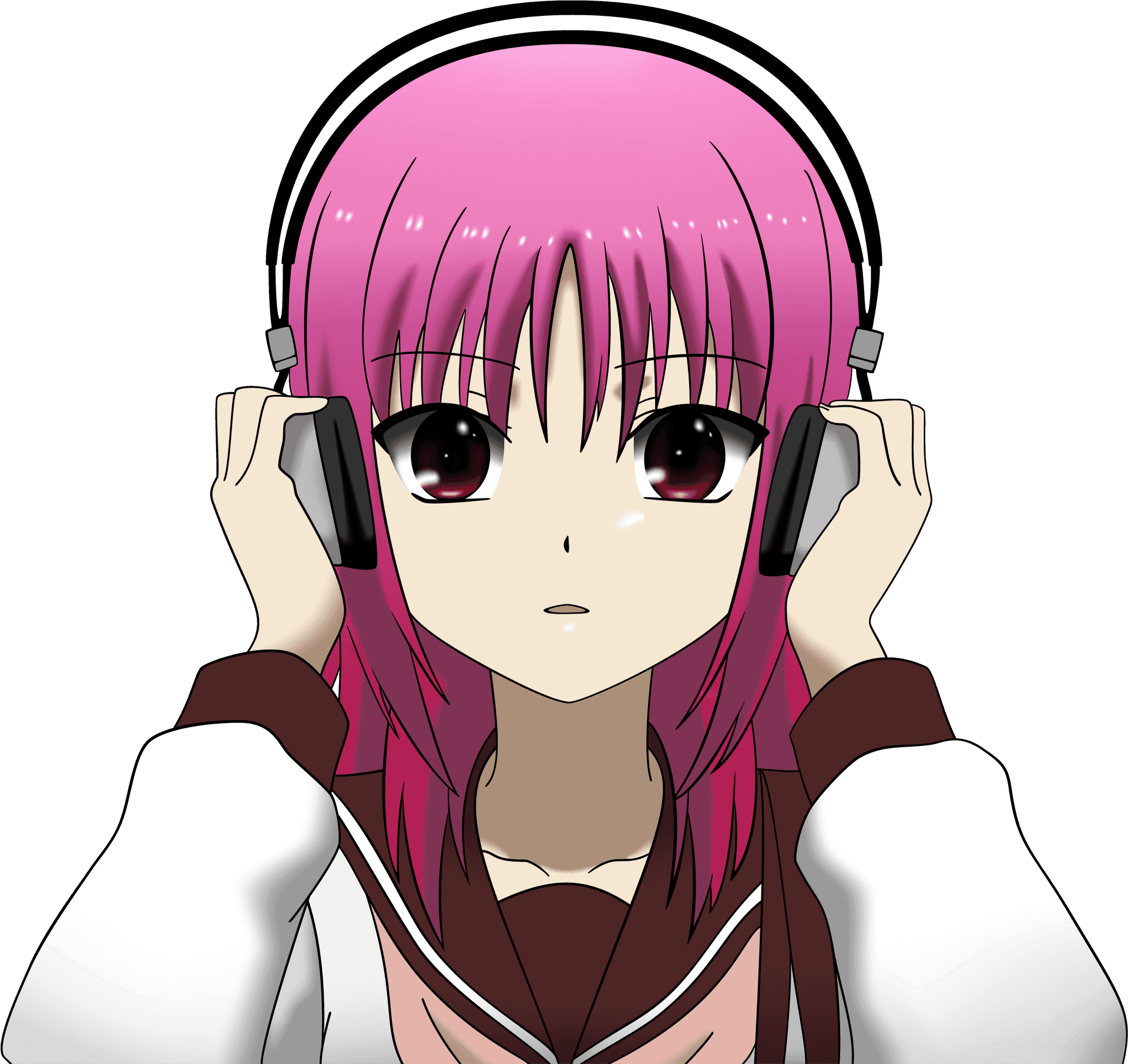 Anime Girl Listeningto Music PNG