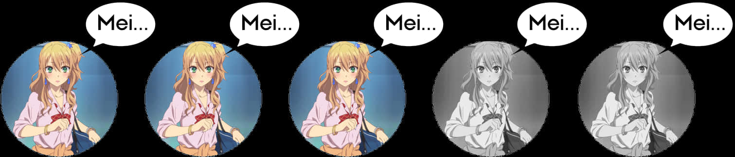 Anime Girl Mei Progression PNG