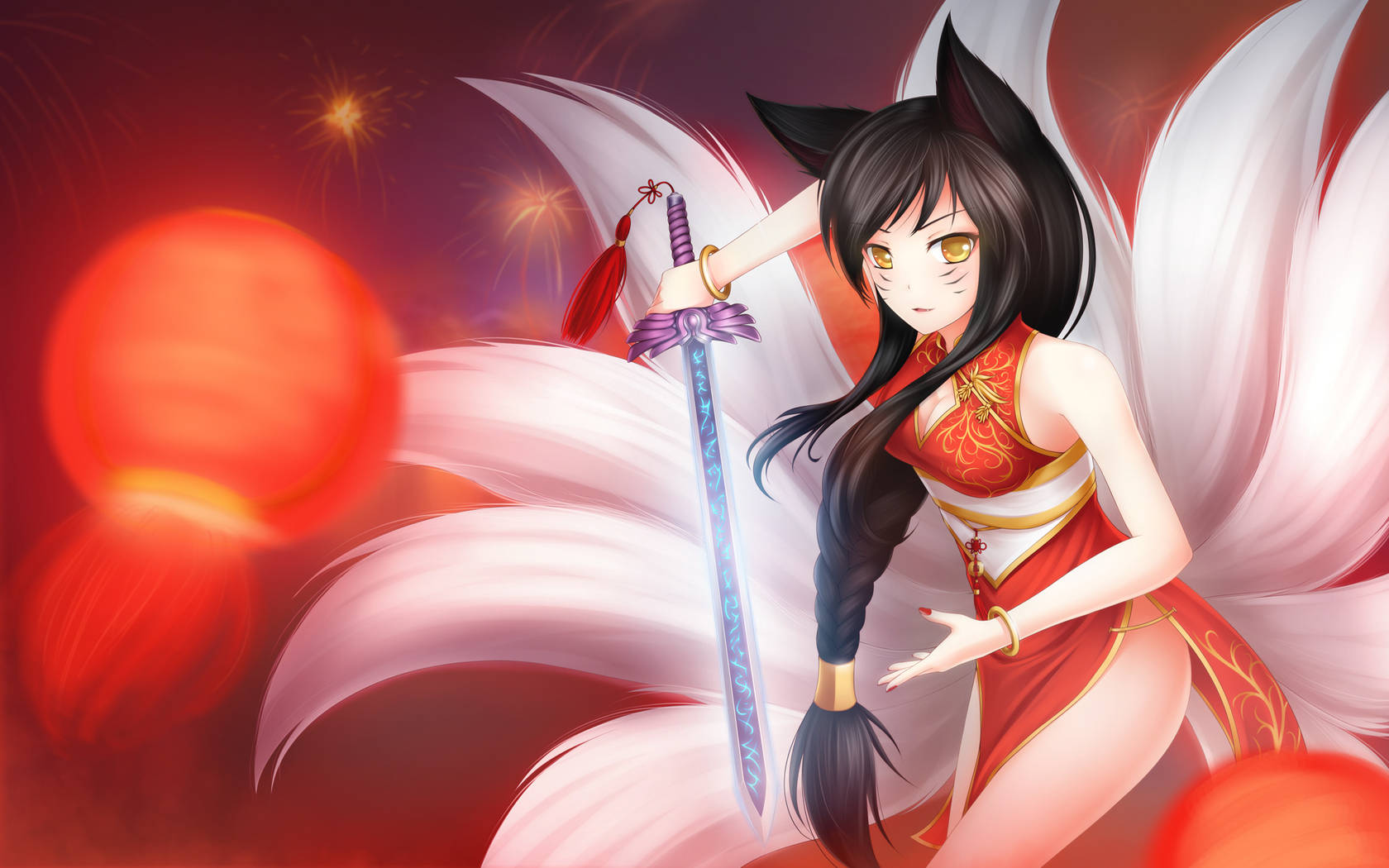 anime kitsune woman with a large fluffy tail by | Stable Diffusion | OpenArt