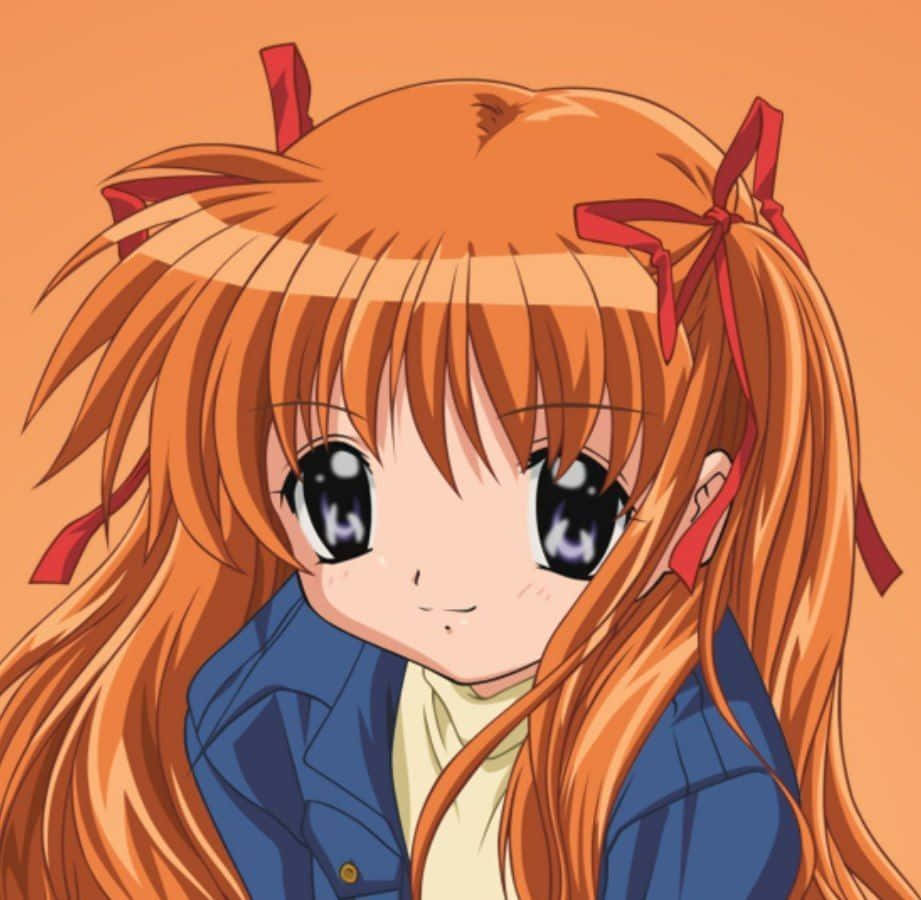 Fille Anime Aux Cheveux Orange Et Veste Bleue Fond d'écran