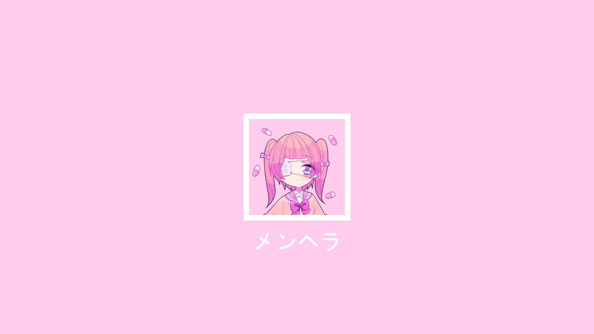 Anime Girl Pastel Pink Wallpaper