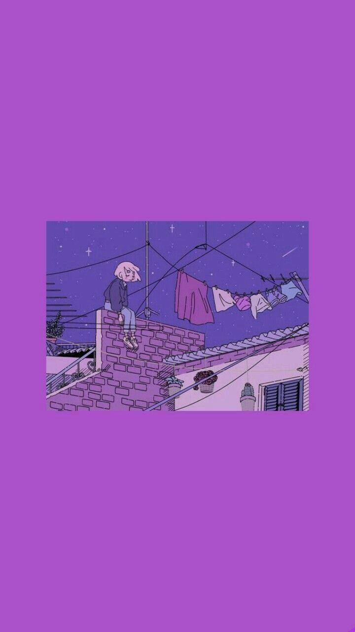 Anime Girl Pastel Purple Tumblr Wallpaper