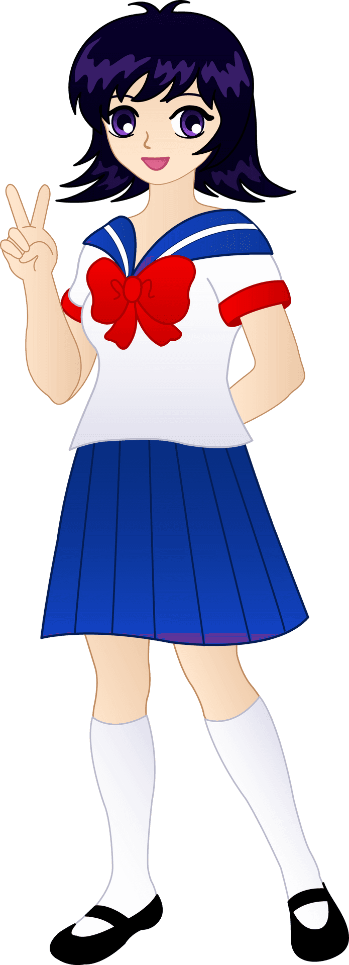 Anime Girl Peace Sign PNG