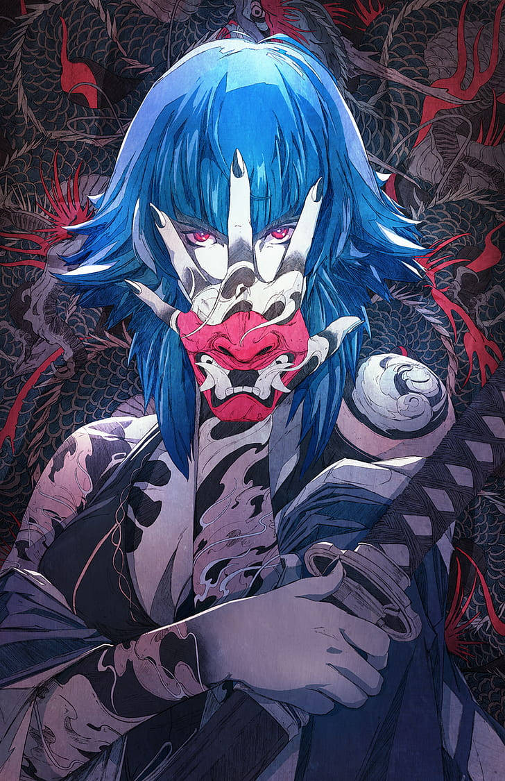 Blue Haired Anime Girl Phone Wallpaper