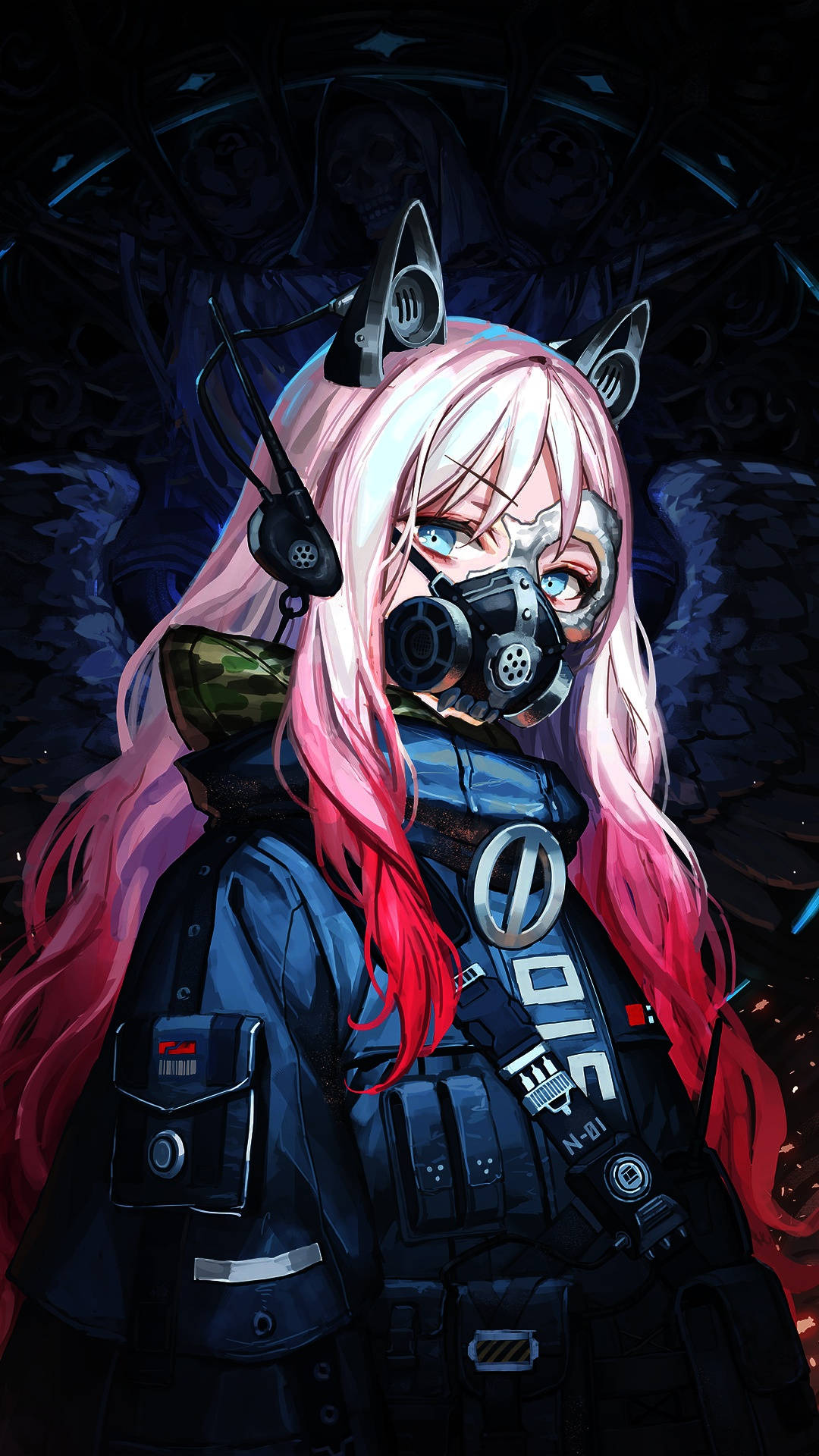 Masked Anime Girl Phone Wallpaper