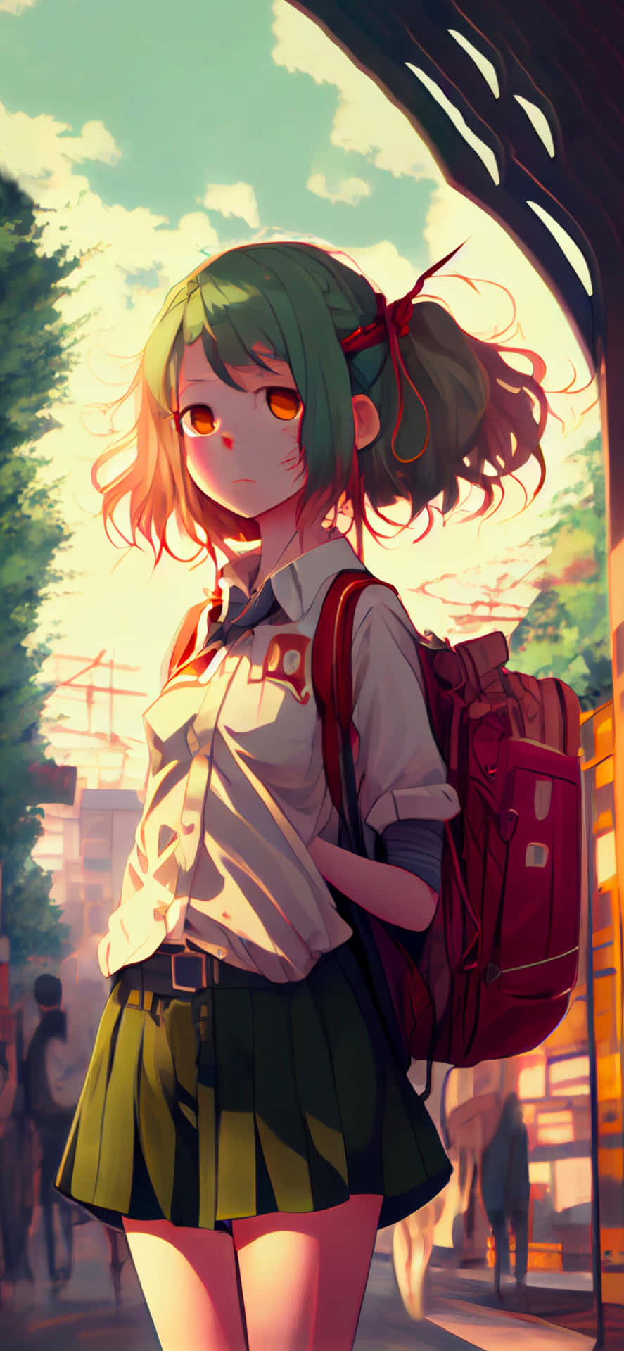 A beautiful Anime Girl with a dreamy, far away look.
