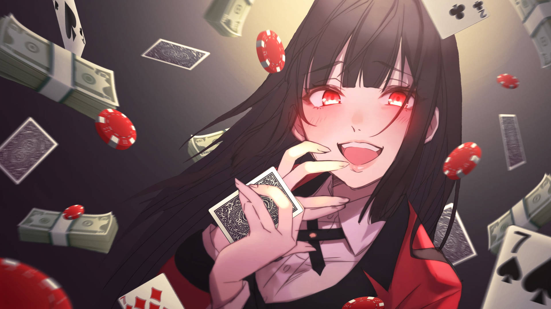 Anime Girl Playing Cards