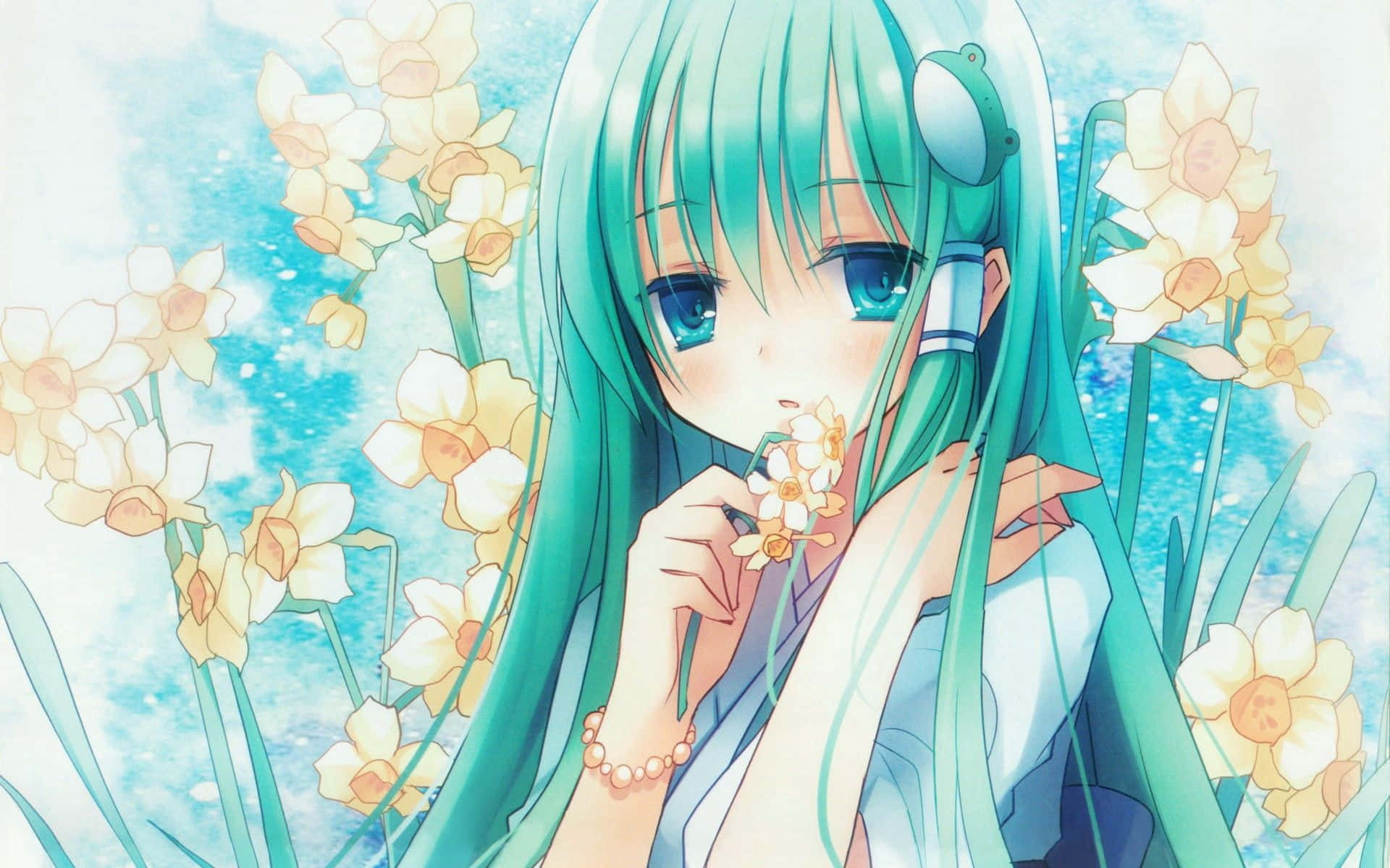 Blomme anime pige profilbillede tapet
