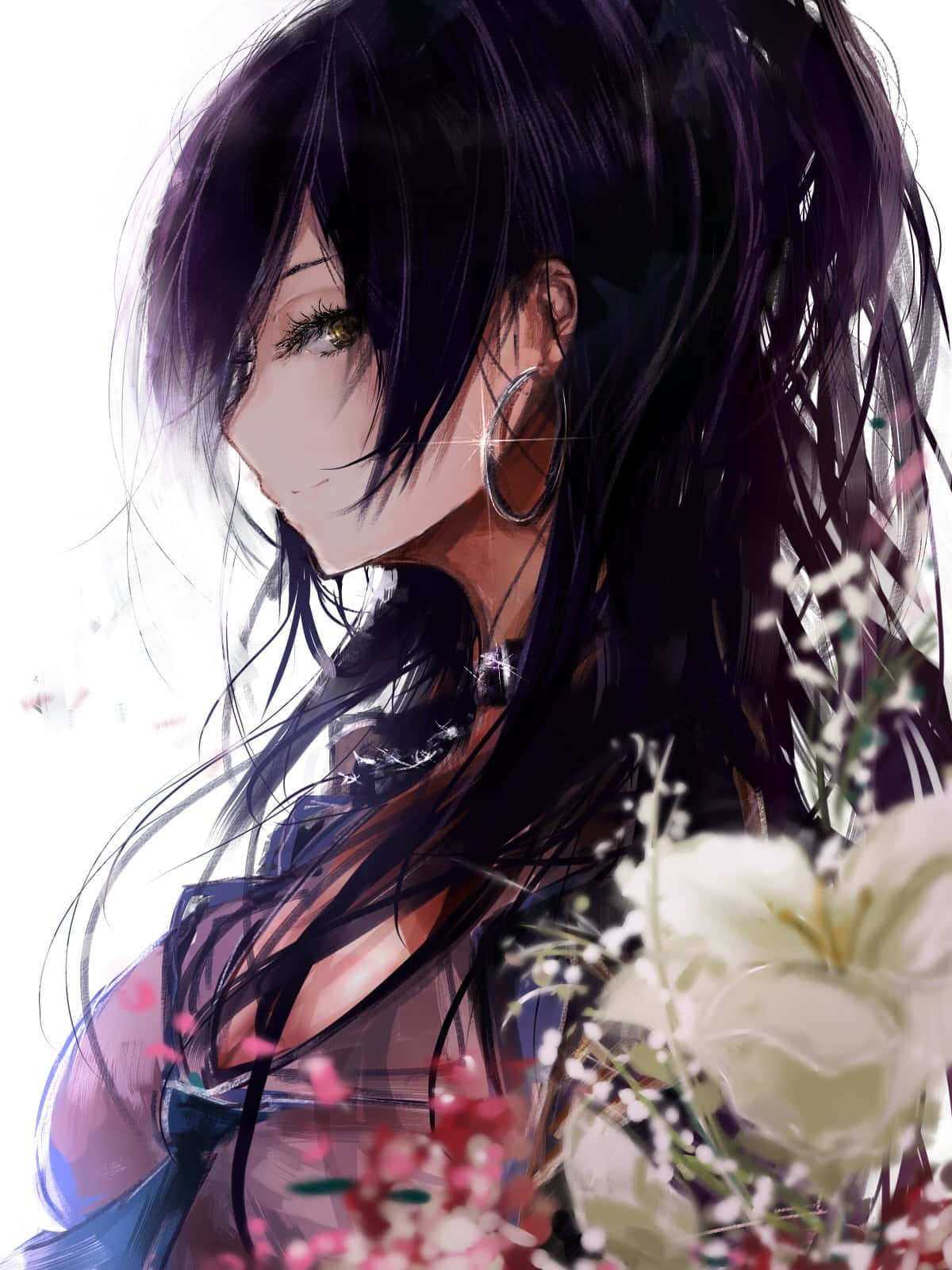 anime profile pictures, purple and black, black hair