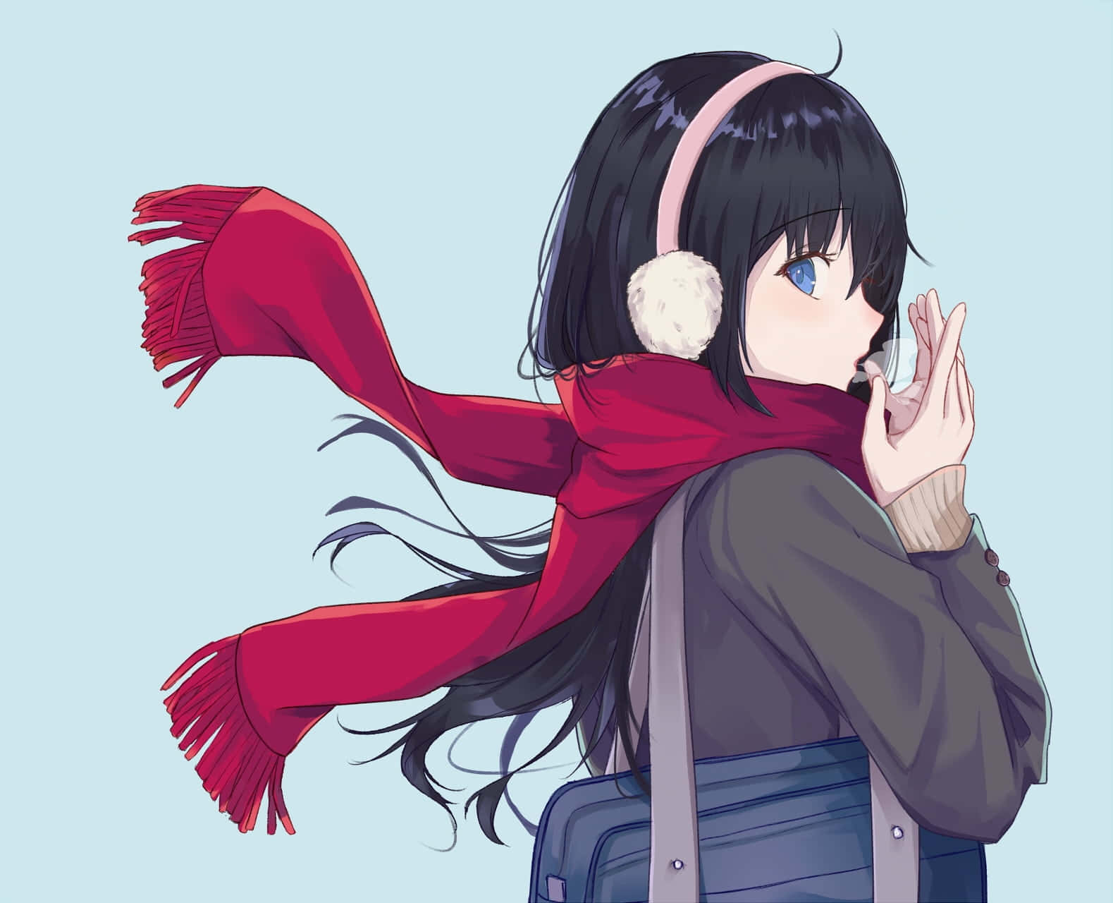 Anime Pige Rød Scarf Profilbillede
