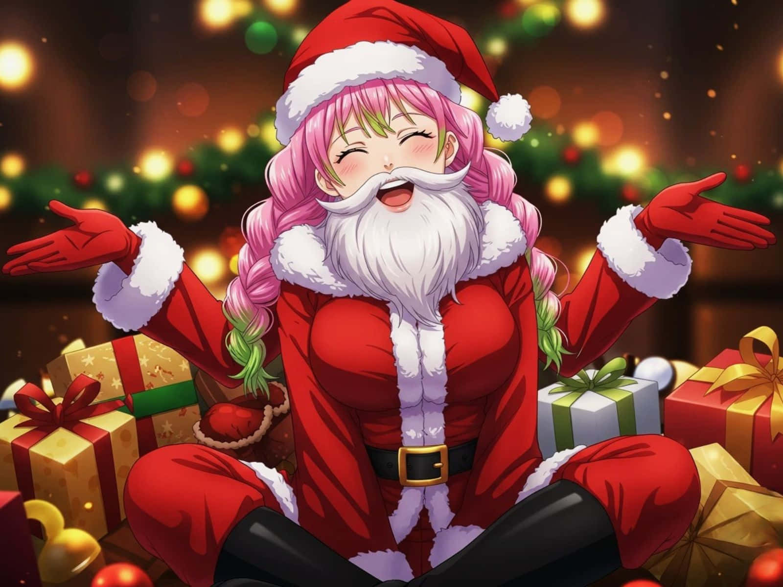Anime Girl Santa Christmas Wallpaper