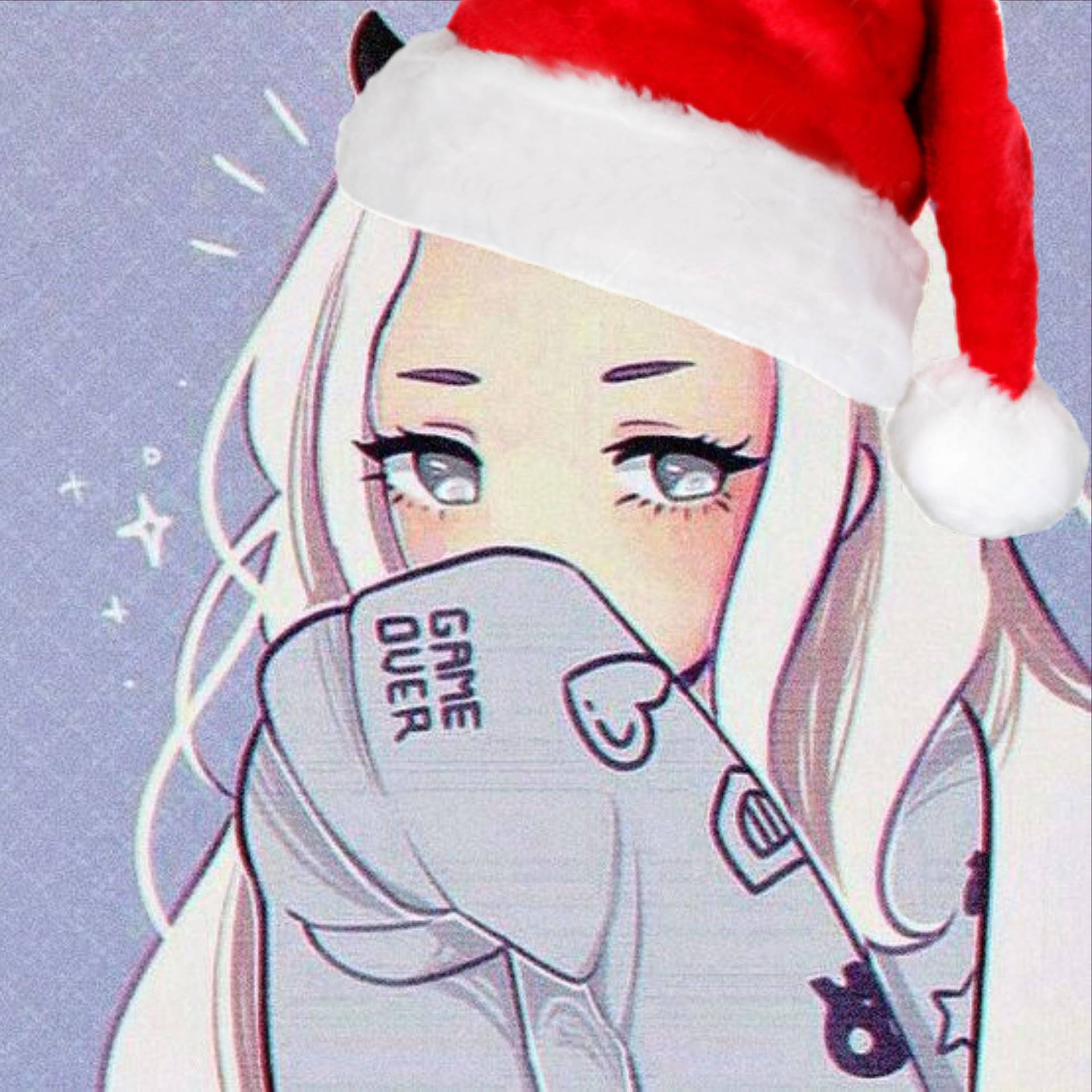 Animegirl Mit Weihnachtsmannmütze Als Instagram Profilbild Wallpaper