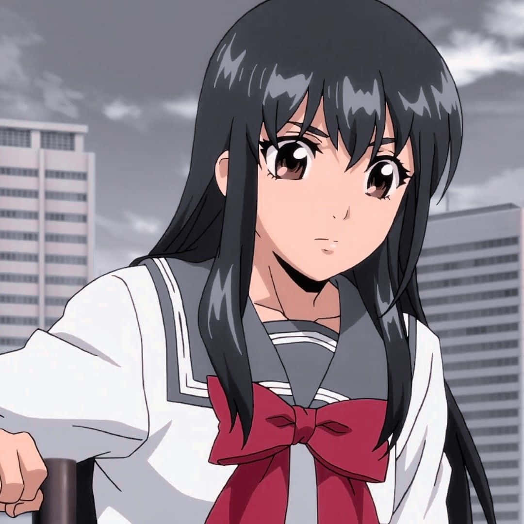 Anime Girl School Uniform City Backdrop Wallpaper