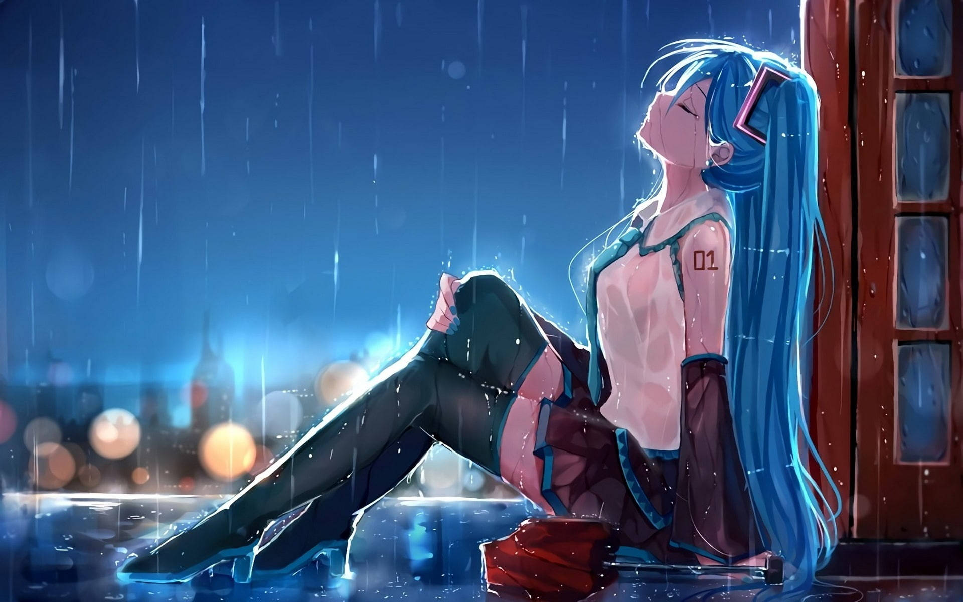 Anime Girl Showering In The Most Beautiful Rain