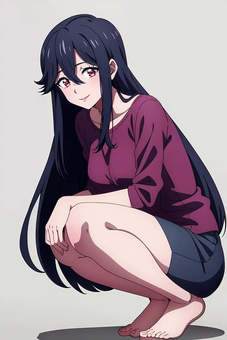 Anime Girl Sitting Casually Wallpaper