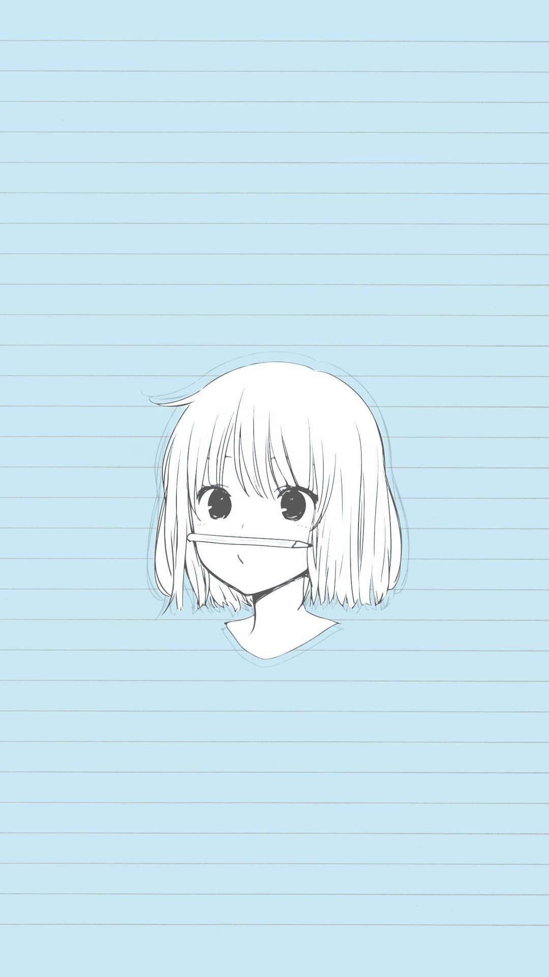 Anime Girl Sketchon Blue Lines Wallpaper