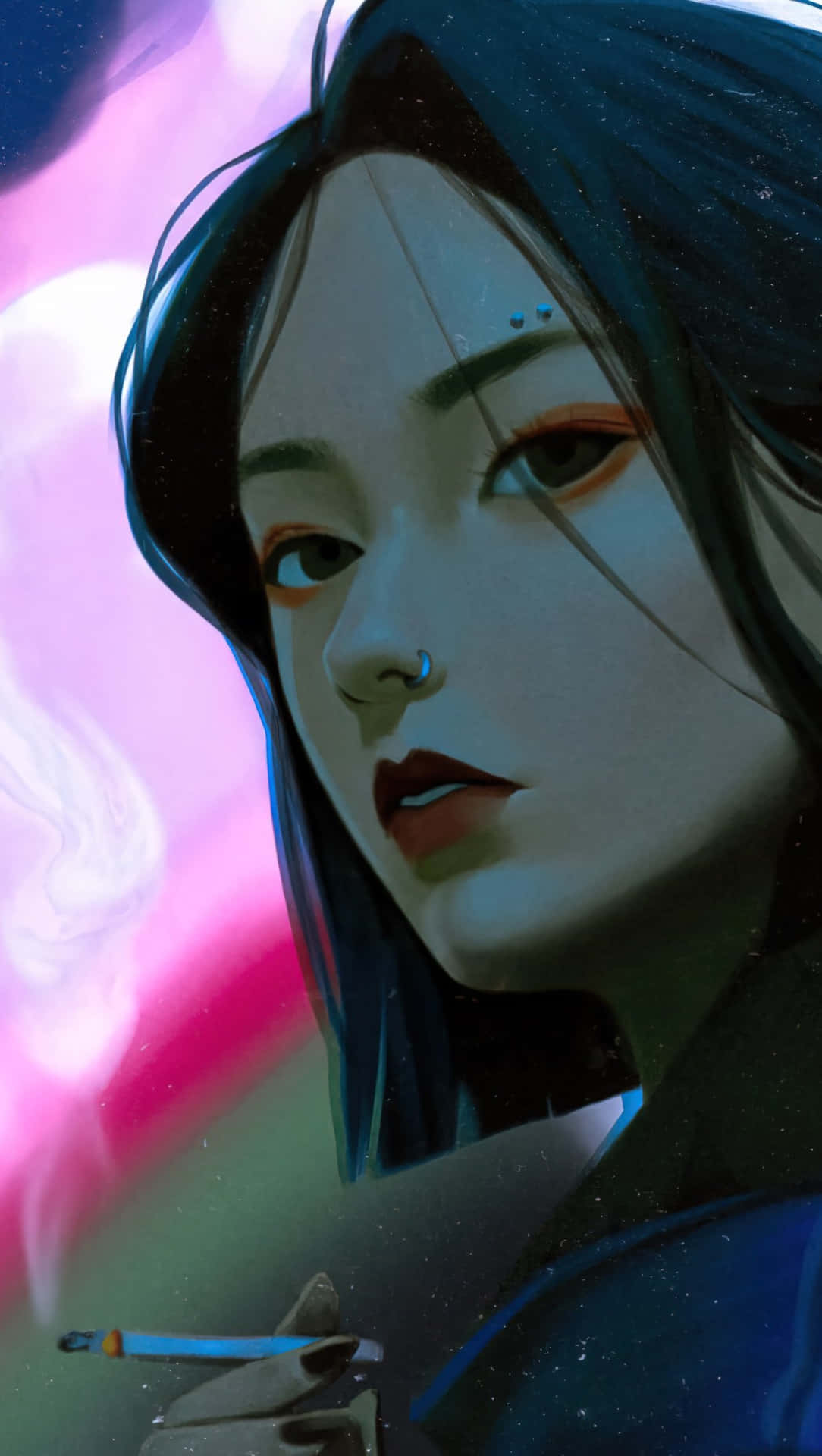 Anime Girl Smoking Digital Painting Wallpaper
