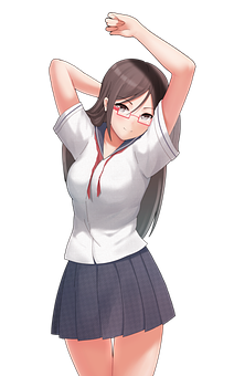 Anime Girl Stretching Pose PNG