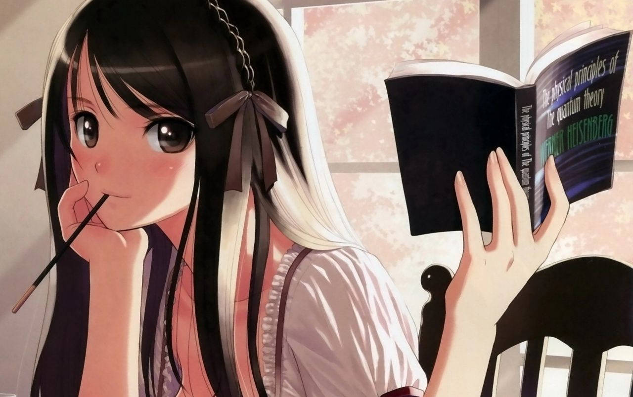 Anime Girl Studying A Book Wallpaper