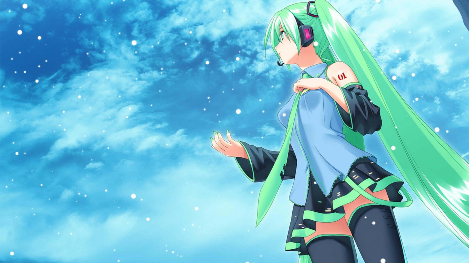 Anime_ Girl_ Under_ Blue_ Sky Wallpaper