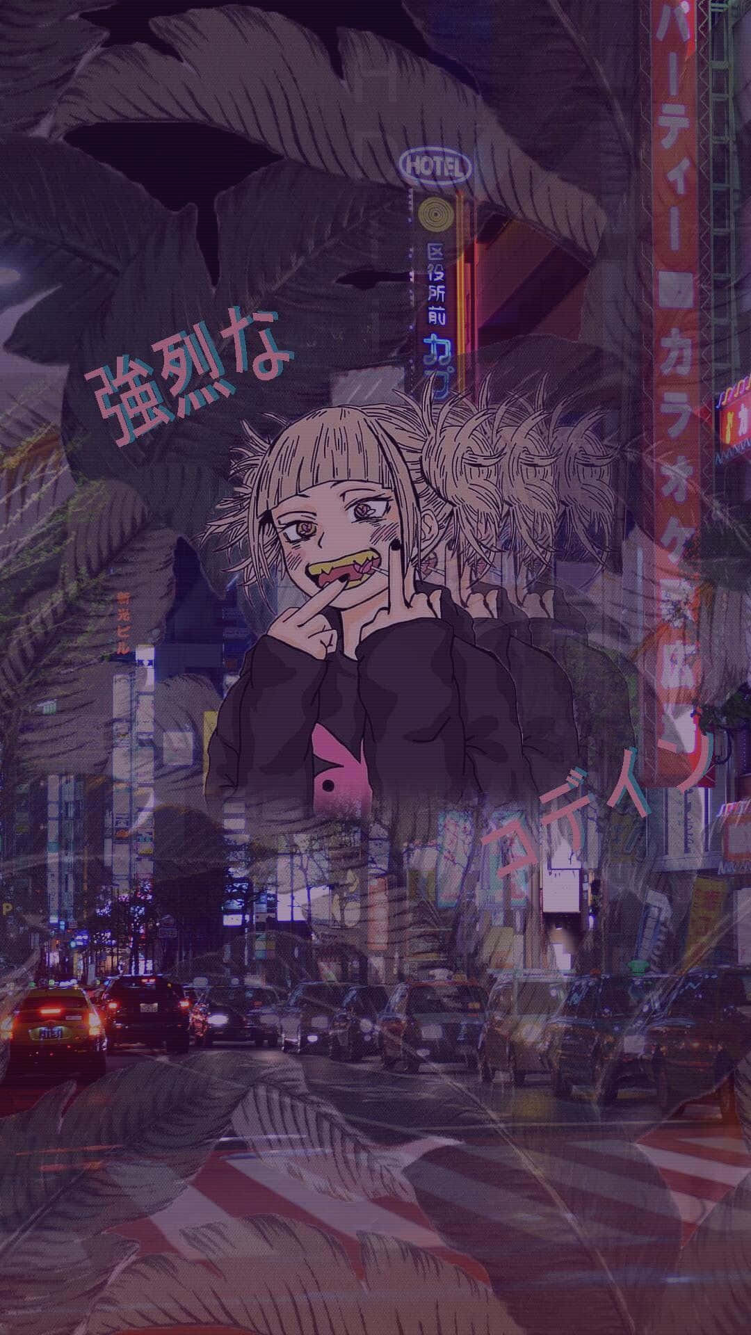Anime Girl Urban Nightlife Aesthetic.jpg Wallpaper