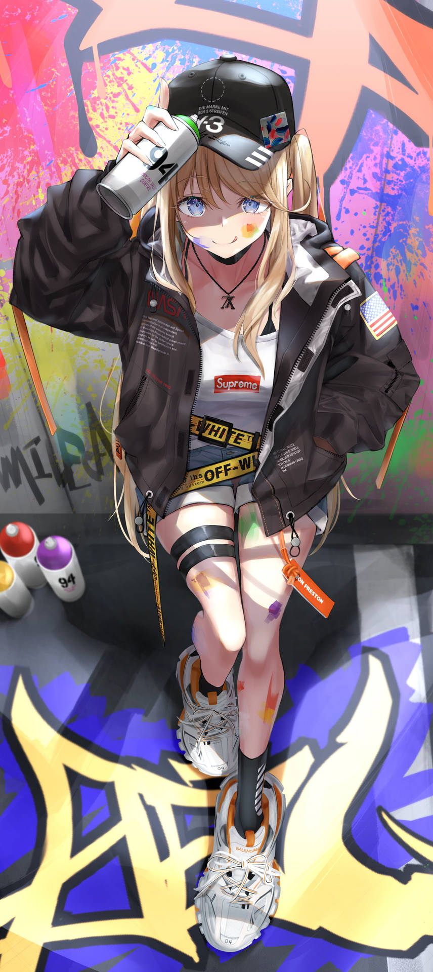 Anime Girl Wall Graffiti Iphone Background