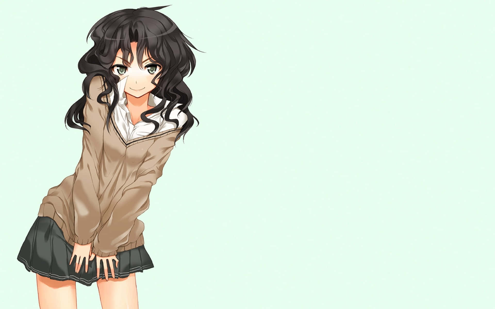 Anime Girl Wearing A Modest Uniform Wallpaper