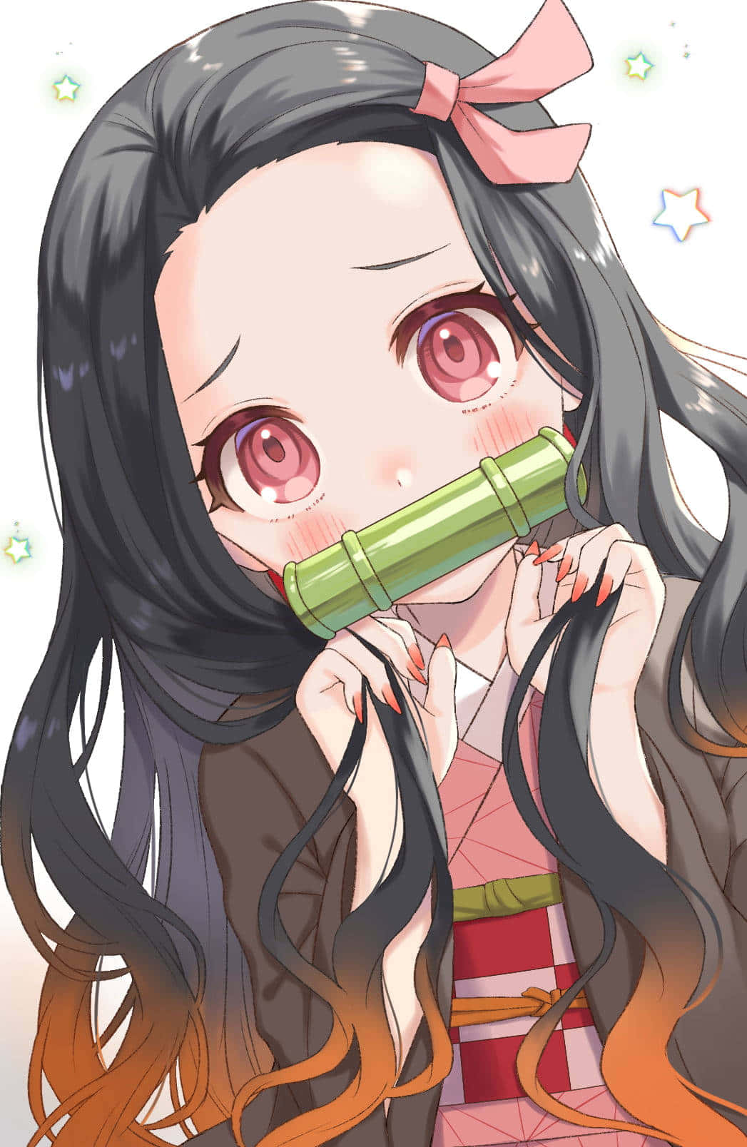 Anime Girl With Bamboo Flute Wallpaper