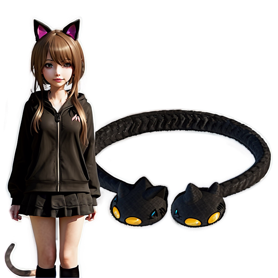 Download Anime Girl With Cat Ears Png Hix96 | Wallpapers.com