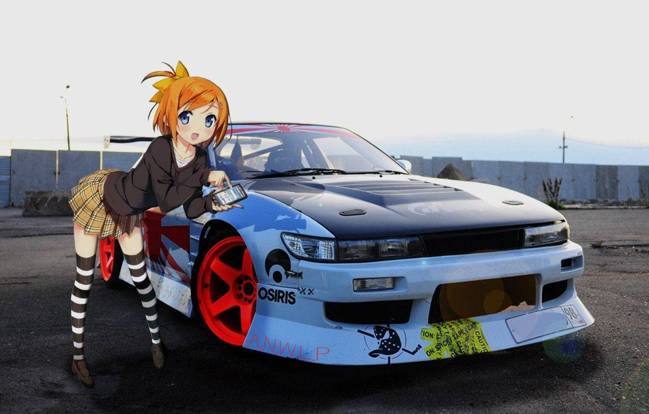 Anime Girl With Decorated Jdm Car Wallpaper
