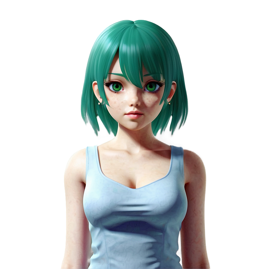 Anime Girl With Green Hair Png 05032024 PNG